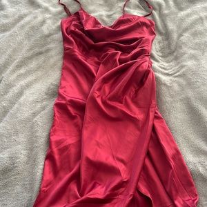 Red ruched dress